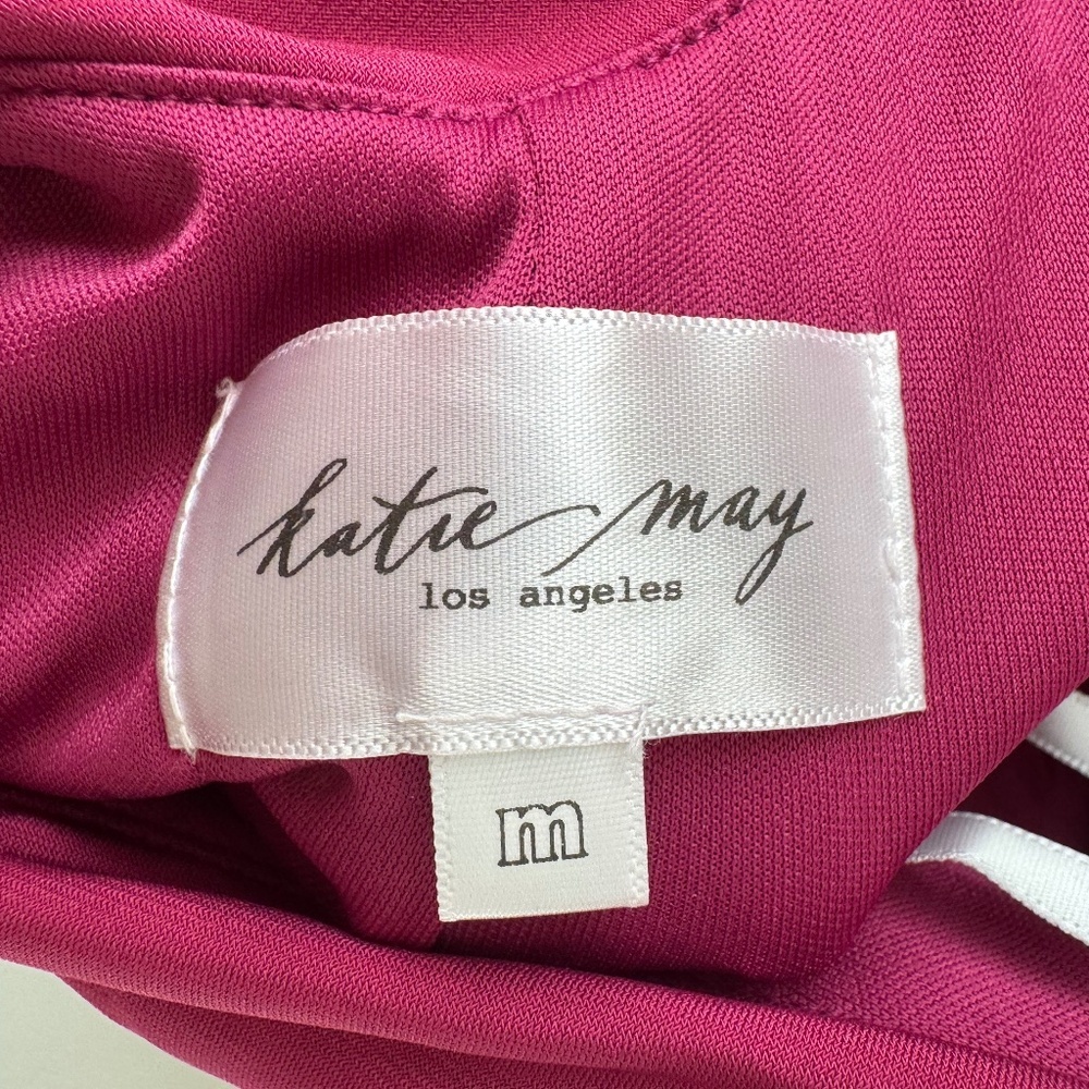 NWT Katie May So Juicy Maxi Dress Cowl Neck Ruched Side Slit Pink Peacock M - Picture 5 of 6